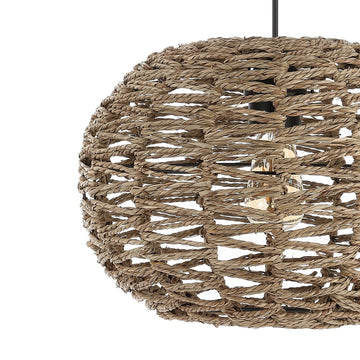 Isla 14" Farmhouse Coastal Rattan 180" Cord Plug-In or Hardwired LED Pendant - JONATHAN Y